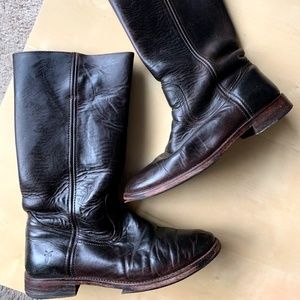 Frye Maxine Campus Riding Boots, Dark Brown, sz 9